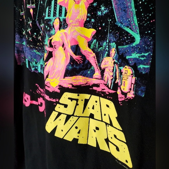 Star Wars Neon Graphic Printed Black T-Shirt (Large) - Picture 6 of 8